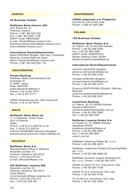 Raiffeisen Bank International subsidiaries