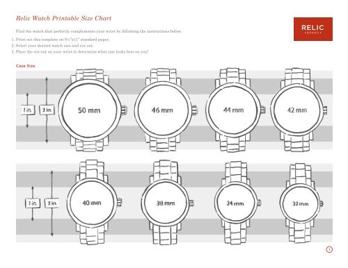 36mm Watch Size Chart