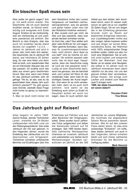 Bochum-Mitte e.V. Jahrbuch 1999 - DLRG Ortsgruppe Bochum-Mitte ...