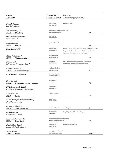 Ausstellerliste EHNB13 14-01-13 - Neue Messe GmbH