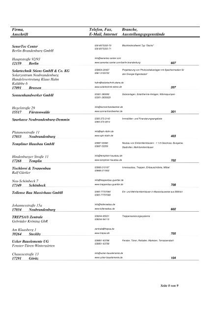 Ausstellerliste EHNB13 14-01-13 - Neue Messe GmbH