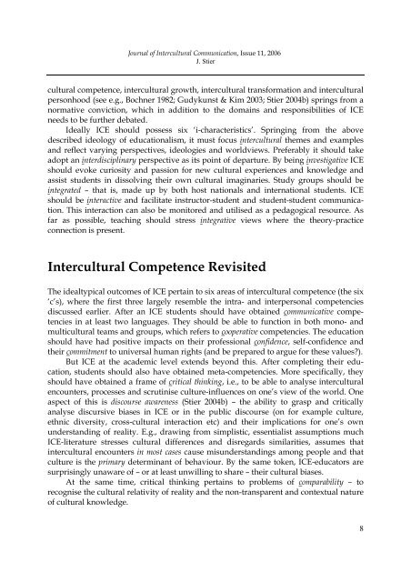 Internationalisation, intercultural communication and intercultural ...