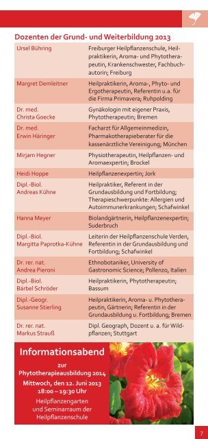 Informationen über die Phytotherapie-Ausbildung