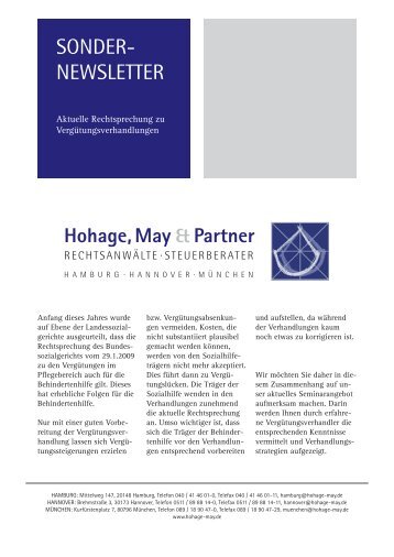sonder- newsletter - Hohage, May und Partner