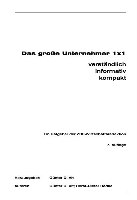 Das große Unternehmer 1x1 verständlich informativ kompakt - Buhl.de