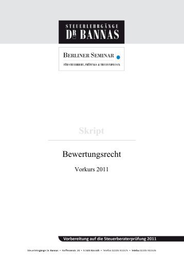 Skript Sommer Fachwirte -Teil2-BewR - Steuerlehrgänge Dr. Bannas