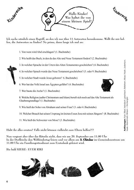 Gemeindereport September 2004 - Evangelische Kirchengemeinde ...