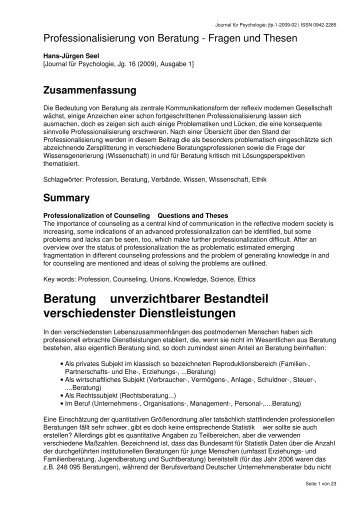 Journal für Psychologie: jfp-1-2009-02 - BVPPT