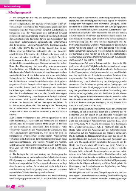 Arbeitsrechtliche Entscheidungen Ausgabe 2005-04