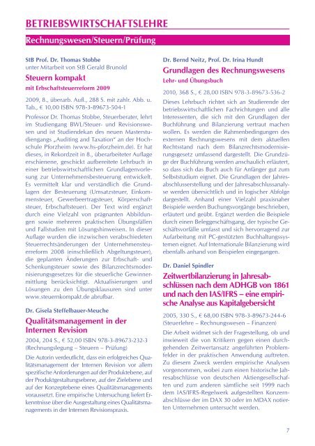 Betriebswirtschaft - Verlag Wissenschaft & Praxis