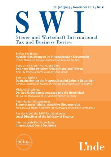 Steuer und Wirtschaft International Tax and Business Review - ICON ...