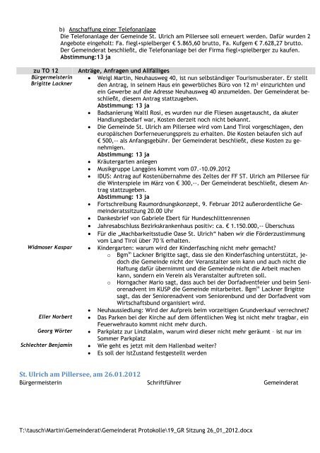 19. Gemeindratssitzung (959 KB) - .PDF - St. Ulrich am Pillersee ...