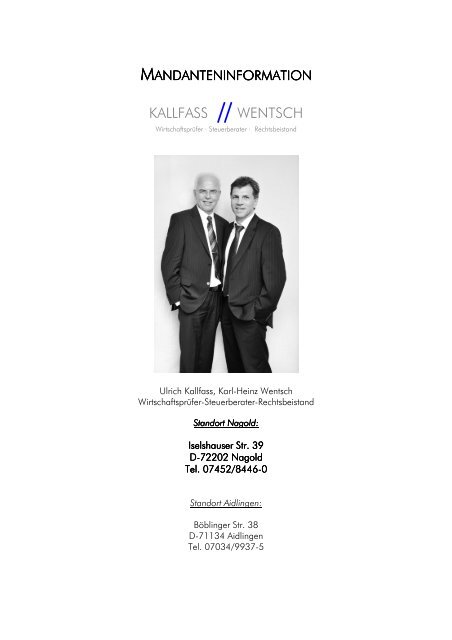aktuelle Information, Ulrich Kallfass und Karl–Heinz Wentsch