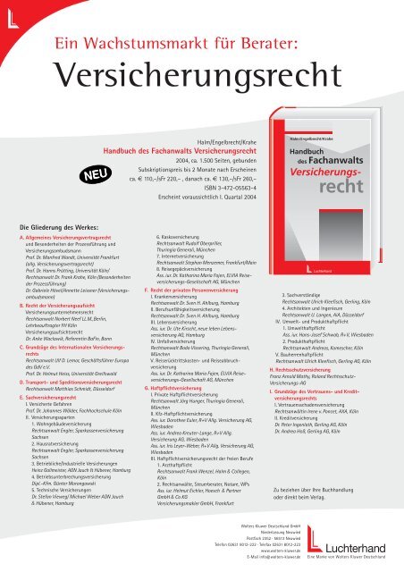 Handbuch des Fachanwalts Versicherungsrecht - Halm & Collegen
