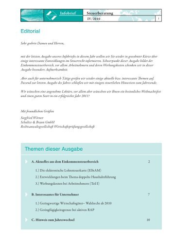 letzten Infobrie - Schultze & Braun GmbH
