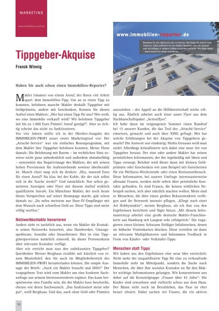 Tippgeber-Akquise - das weisse buero