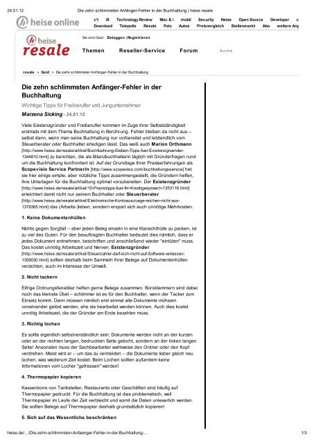 Die zehn schlimmsten Anfänger-Fehler in der Buchhaltung