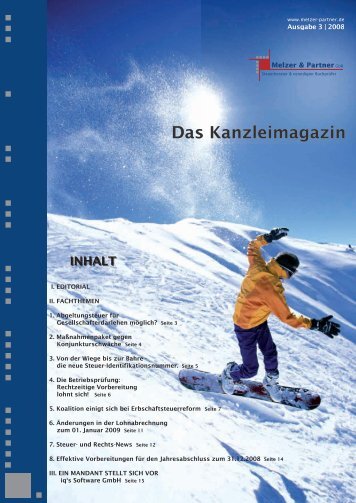 Ausgabe Nr. 6 Dezember 2008 ( PDF 950 KB - Melzer & Kollegen