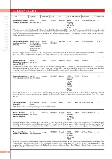 seminarplaner 2013 - Bundesverband der Bilanzbuchhalter und ...
