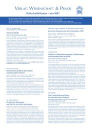 Wirtschaftsliteratur - neu 2007 - Verlag Wissenschaft & Praxis