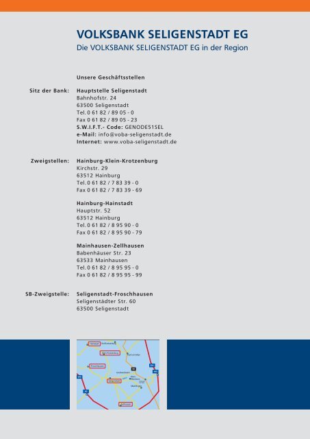 Jahresbericht 2011 - VOLKSBANK SELIGENSTADT EG