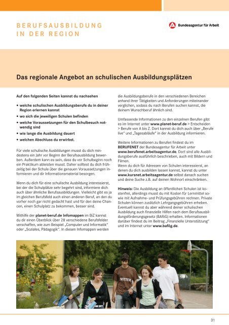 Ausbildung und Schule Beruf regional - planet-beruf regional ...