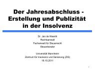 Erstellung und Publizität in der Insolvenz - ZIS - Universität Mannheim
