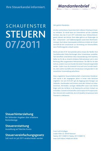 STEUERN 07/2011 - Steuerberater in Hannover