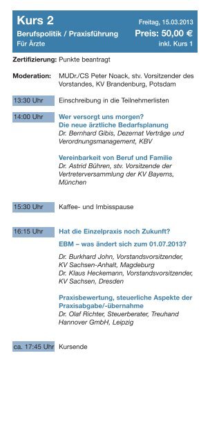 9. Mitteldeutsche Fortbildungstage - Kassenärztliche Vereinigung ...