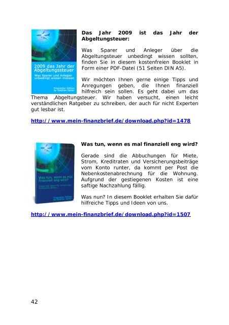 Anwenderstimmen und Feedbacks als PDF-Datei - Mein-finanzbrief.de
