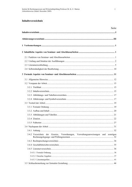 und Masterarbeiten Stand: Februar 2010 - Institut für ...