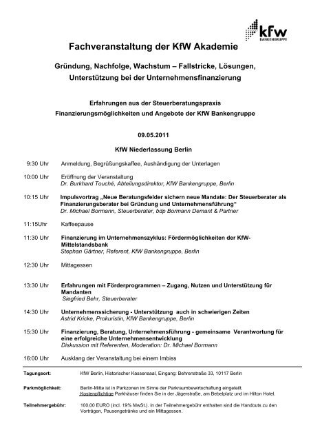 Fachveranstaltung der KfW Akademie - Steuerberaterverband Berlin ...
