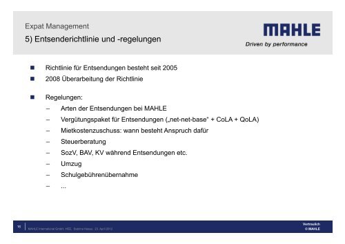 Internationale Entsendungen bei MAHLE