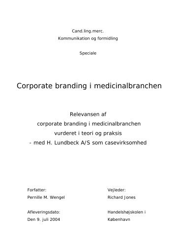 Corporate branding i medicinalbranchen - Kommunikationsforum