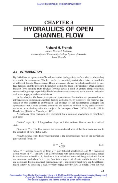 chapter 3 hydraulics of open channel flow