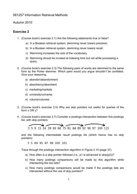 581257 Information Retrieval Methods Autumn 2010 Exercise 2