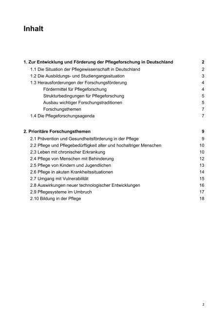 Agenda Pflegeforschung für Deutschland - IPP - Universität Bremen