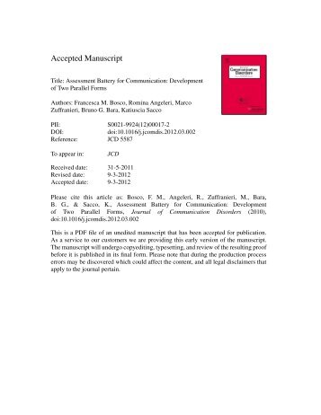 Assessment Battery for Communication: Development of Two ...