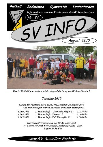 Fußball Badminton Gymnastik Kinderturnen - SV-Auweiler-Esch