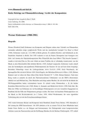 Eisbrenner, Werner - Kieler Gesellschaft für Filmmusikforschung