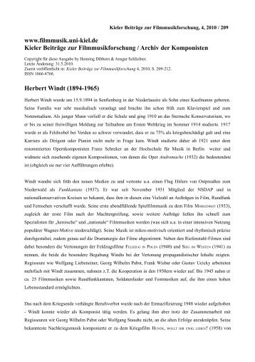 Windt, Herbert - Kieler Gesellschaft für Filmmusikforschung