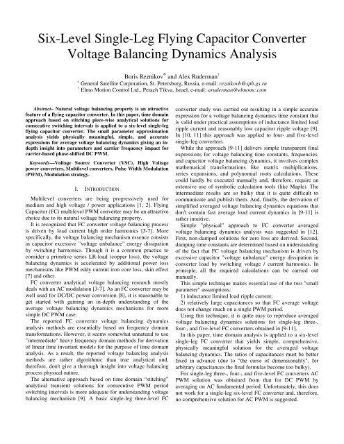 Six-Level Single-Leg Flying Capacitor Converter Voltage Balancing ...