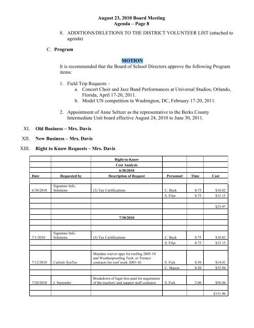 Agenda - Wyomissing Area School District