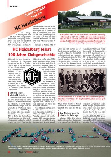 Unser Clubportrait in der Deutschen Hockey Zeitung - HC Heidelberg