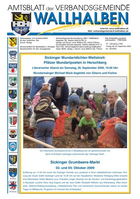 Sickinger Grumbeere-Markt - Verbandsgemeinde Wallhalben