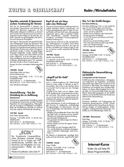 Volkshochschule - VHS Landkreis Rastatt