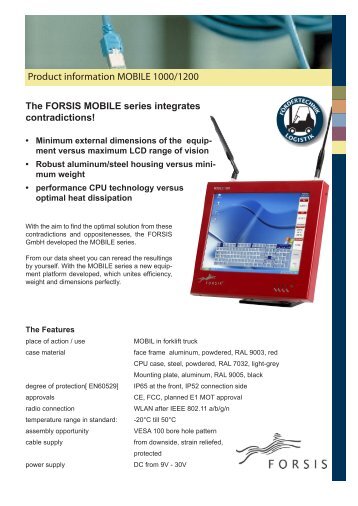Product information MOBILE 1000/1200 - Forsis