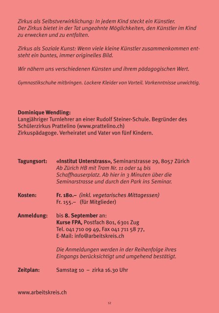 Kurse 2012 - Freier Pädagogischer Arbeitskreis