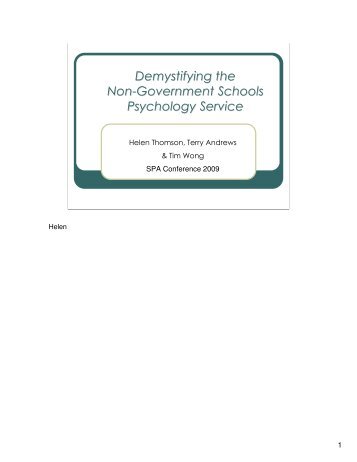 Demystifying the Non-Government Schools Psychology Service