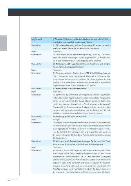 Geschäftsbericht und Rechnung 2008 - Regierungsrat - Kanton Zürich